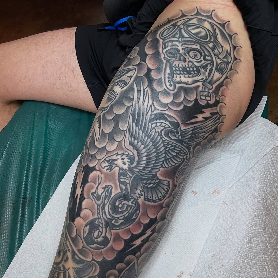 Tattoo by @tattoosbychrismikesell — american_traditional, black_and_grey