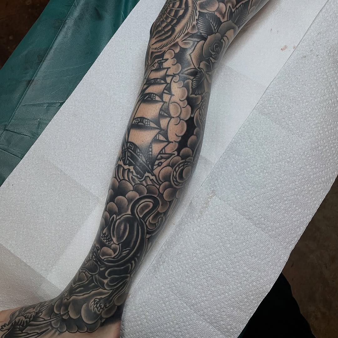 Tattoo by @tattoosbychrismikesell — japanese_irezumi, black_and_grey