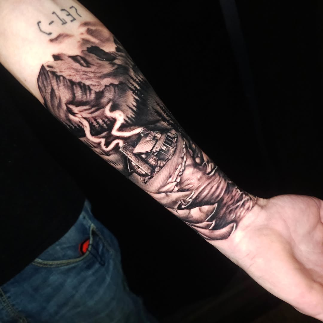 Tattoo by @fromthefiretattoo605 — realism, black_and_grey