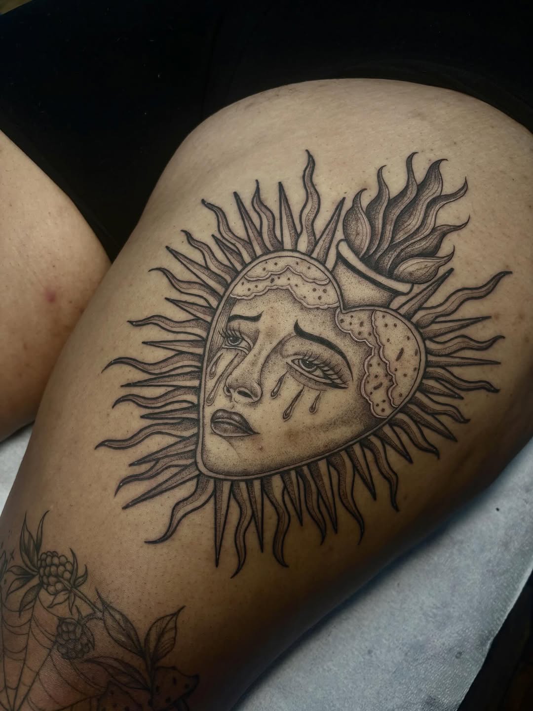 Tattoo by @chloeinknart — black_and_grey, chicano