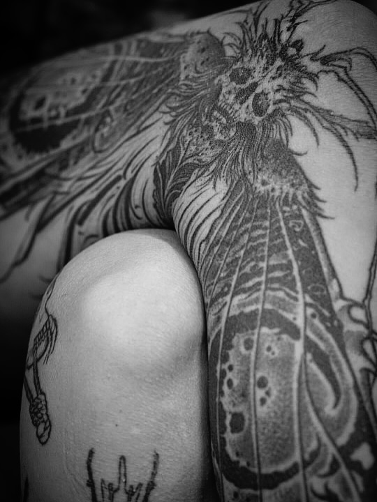 Tattoo by @rks.ink β blackwork, dark_realism