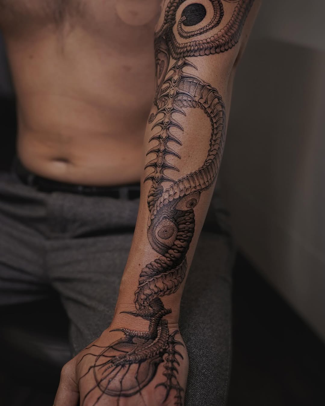 Tattoo by @nowthisyujhi — black_and_grey, realism