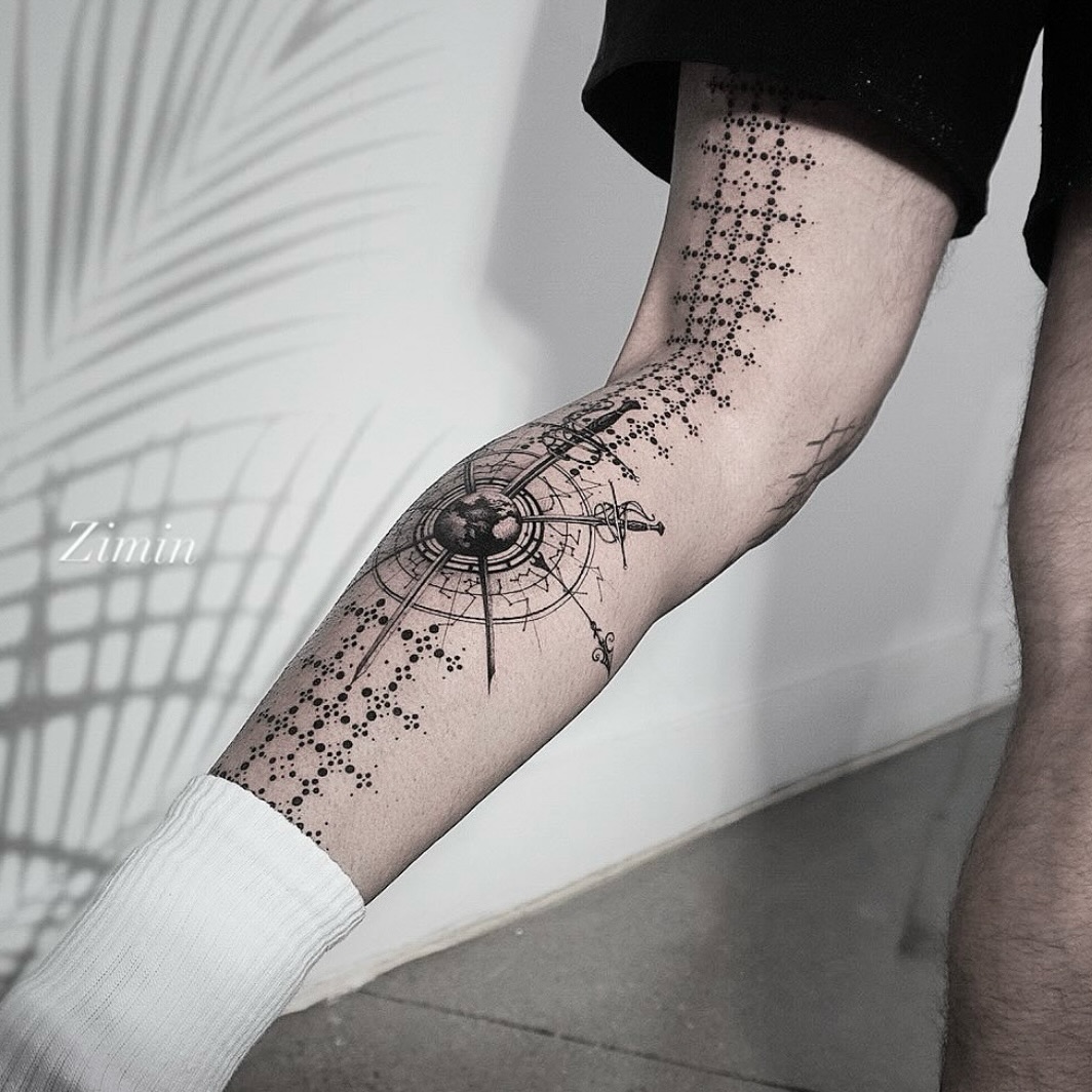 Tattoo by @ji.min.tt — geometric, dotwork