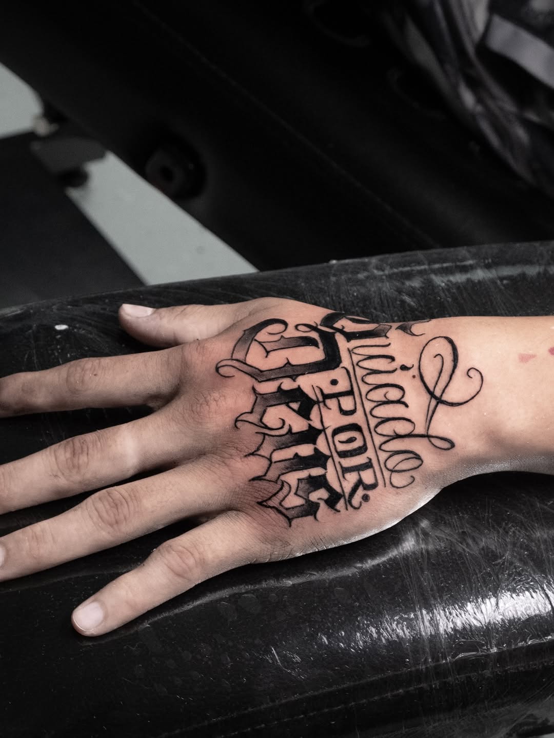 Tattoo by @eriktats13 โ lettering_script, chicano