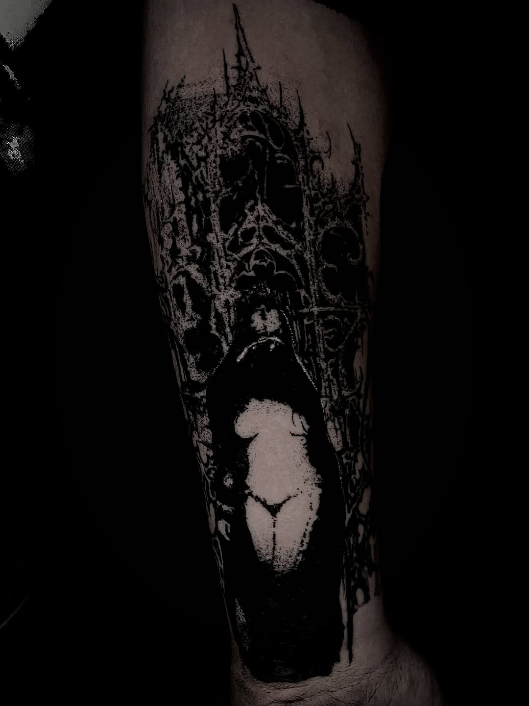 Tattoo by @blackworkbenz — blackwork, dark_realism