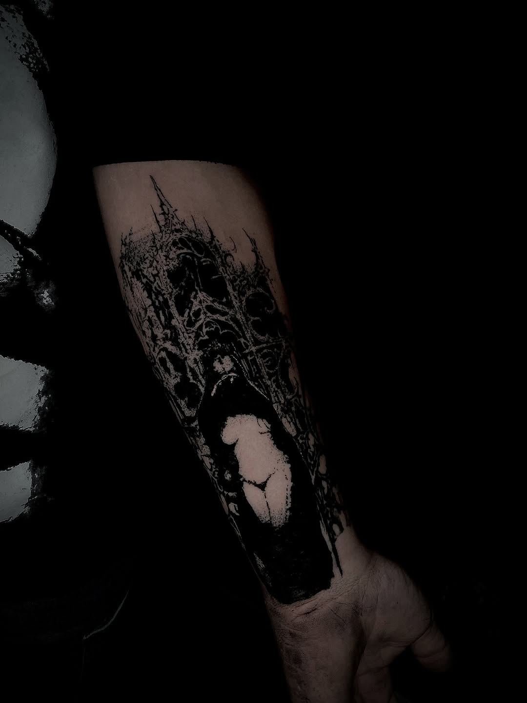 Tattoo by @blackworkbenz — blackwork, dark_realism