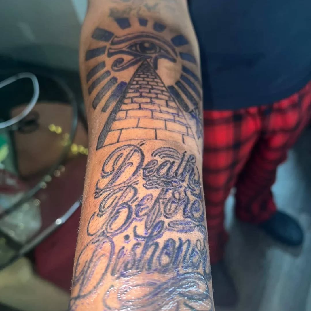 Tattoo by @702tattoo — lettering_script, illustrative