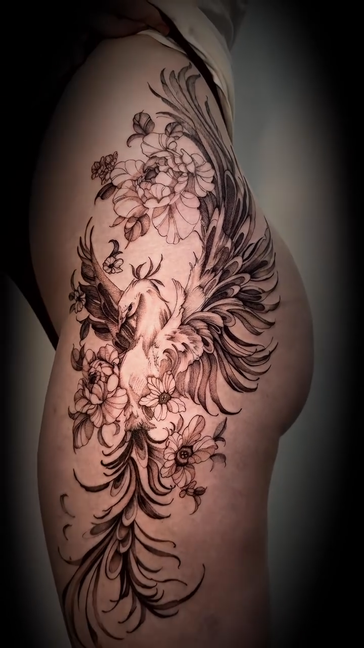 Tattoo by @yuliiitattoo — illustrative, black_and_grey