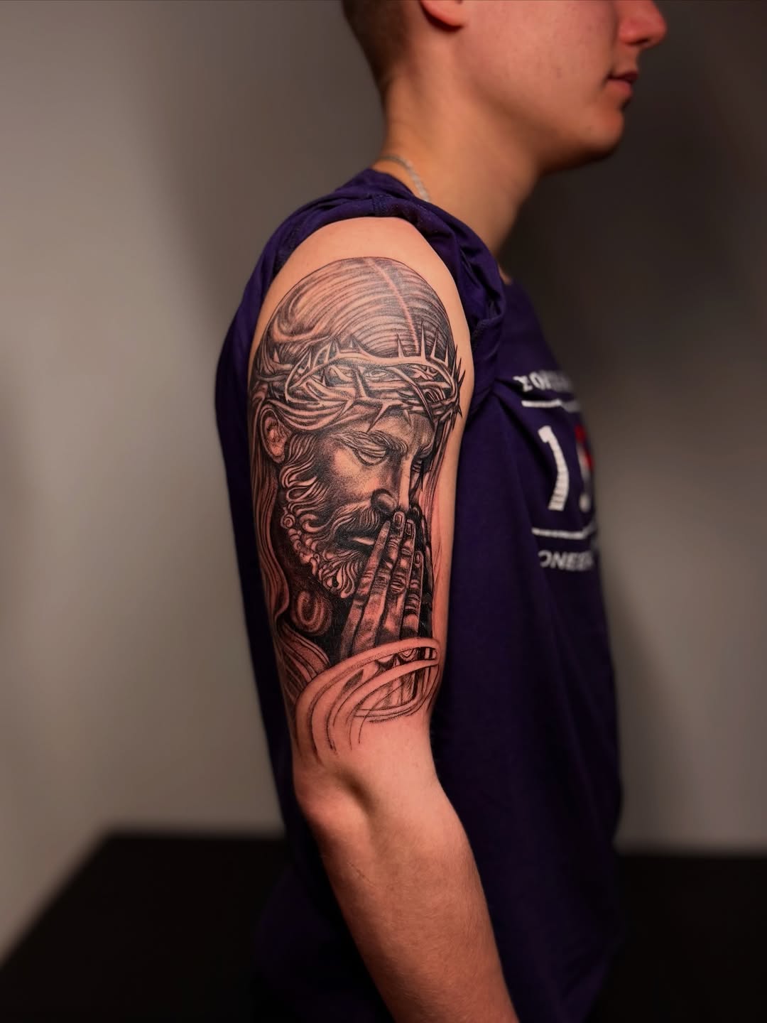 Tattoo by @monk_tattooart — realism, black_and_grey