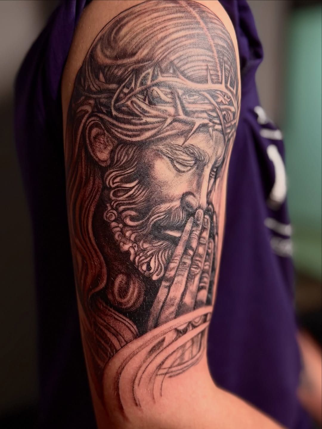 Tattoo by @monk_tattooart — realism, black_and_grey