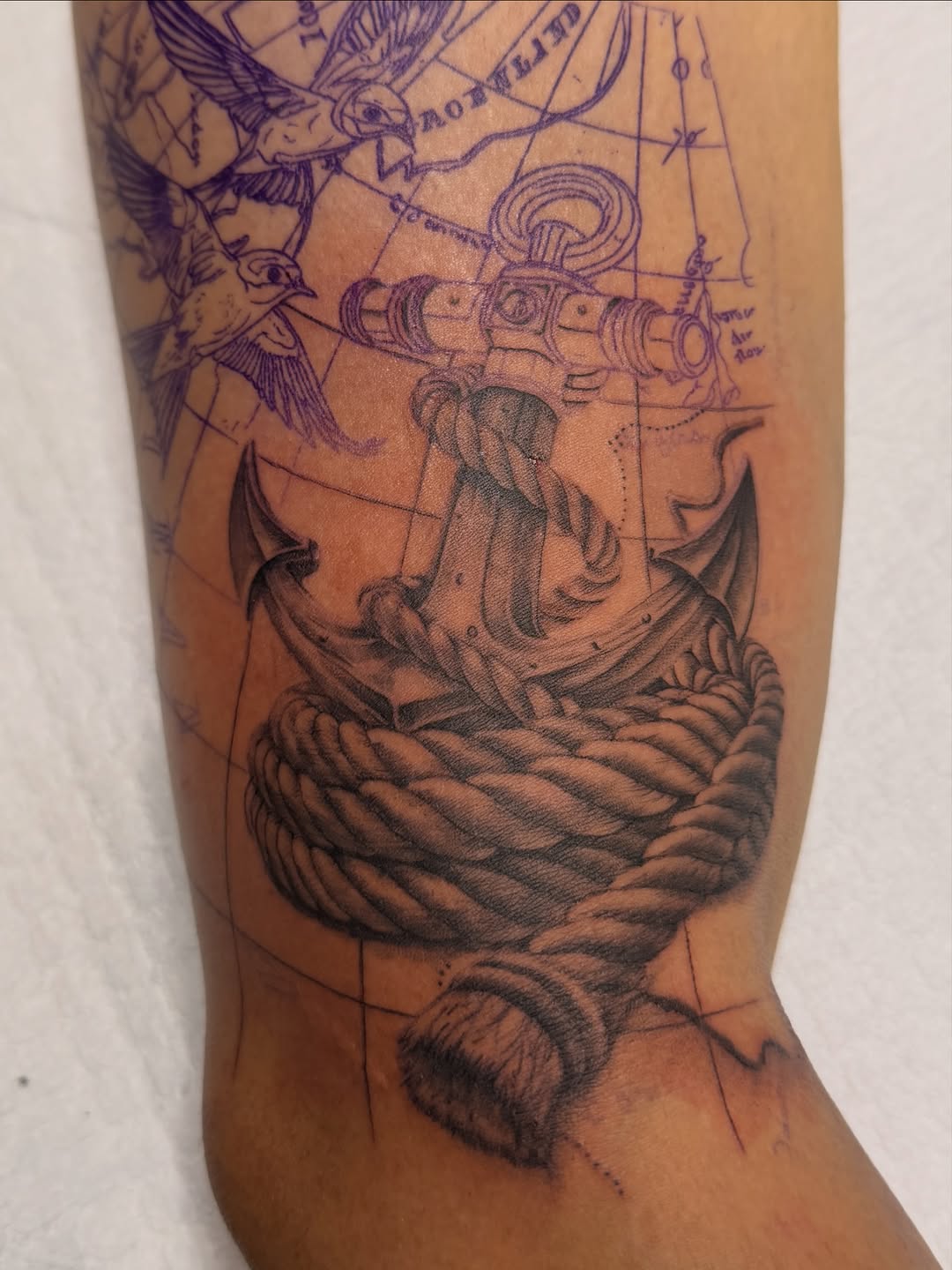 Tattoo by @xtina.inks — black_and_grey, illustrative