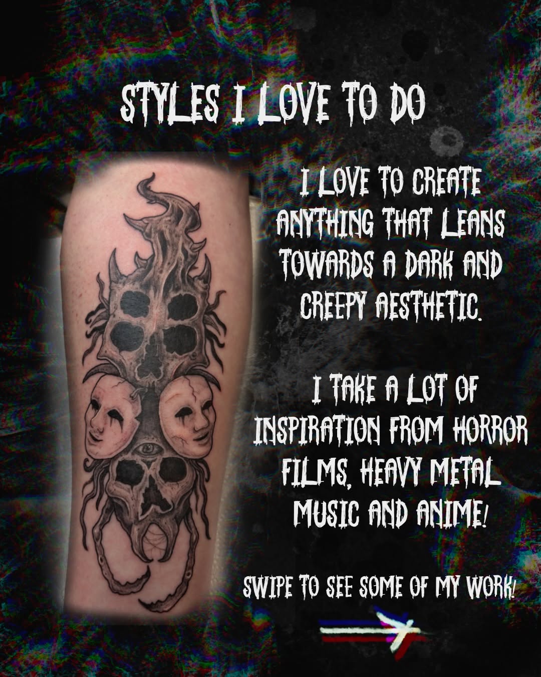 Tattoo by @scorchedbones_ โ dark_realism, black_and_grey