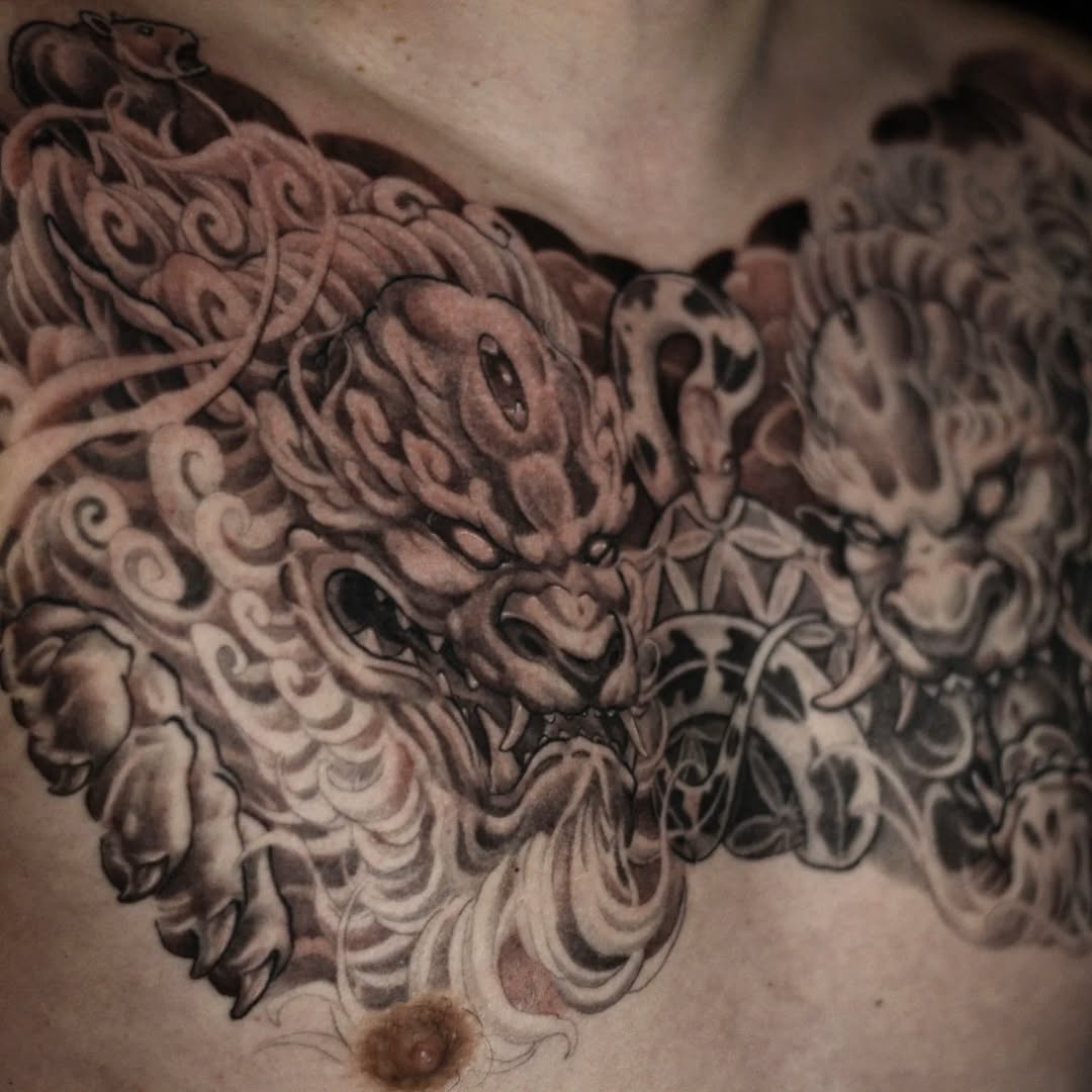 Tattoo by @artofsteve โ japanese_irezumi, black_and_grey