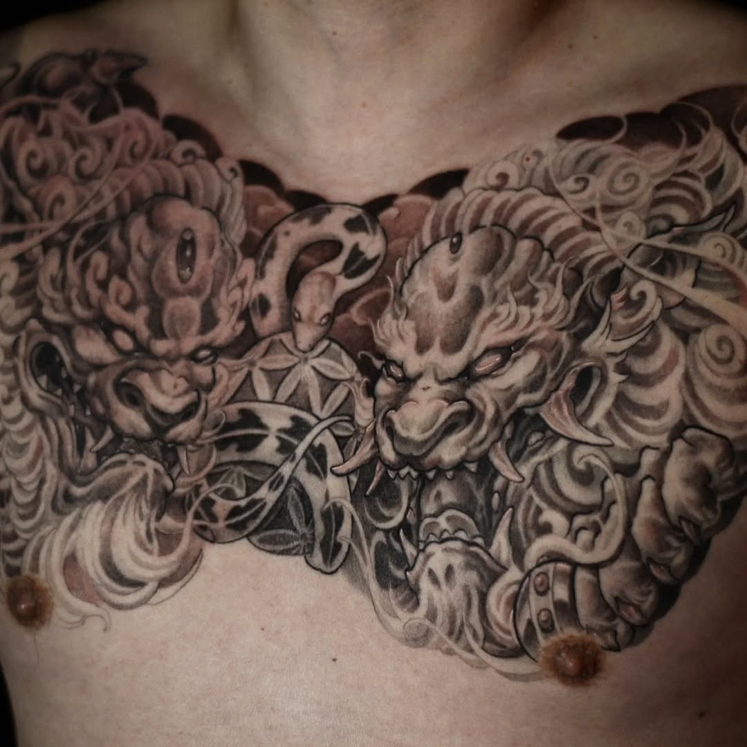 Tattoo by @artofsteve โ japanese_irezumi, black_and_grey