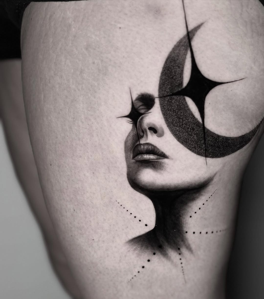 Tattoo by @marcepul.ink β black_and_grey, dotwork