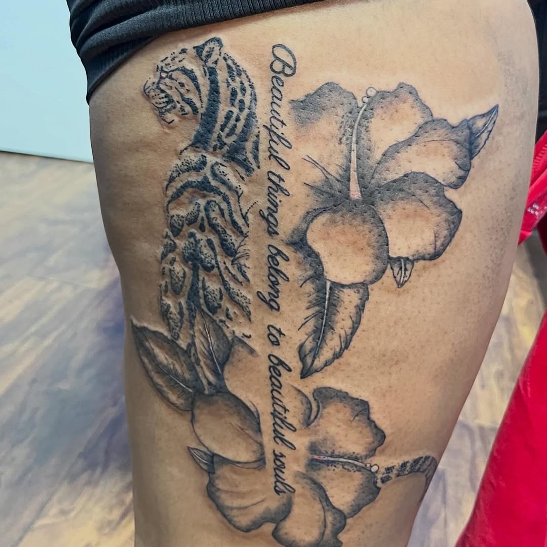 Tattoo by @charlotte.monae — black_and_grey, illustrative