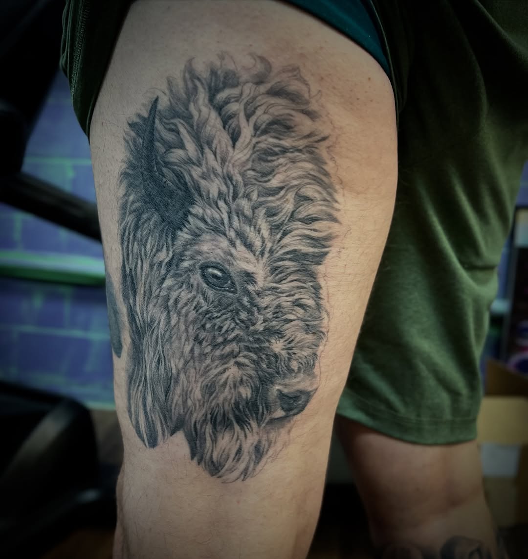 Tattoo by @wildroottattoo — realism, black_and_grey
