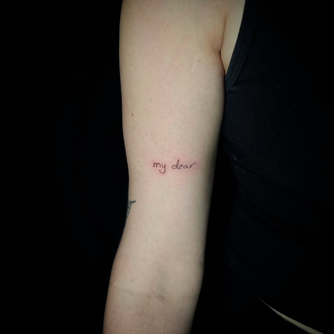 Tattoo by @shar_ific — fine_line, lettering_script