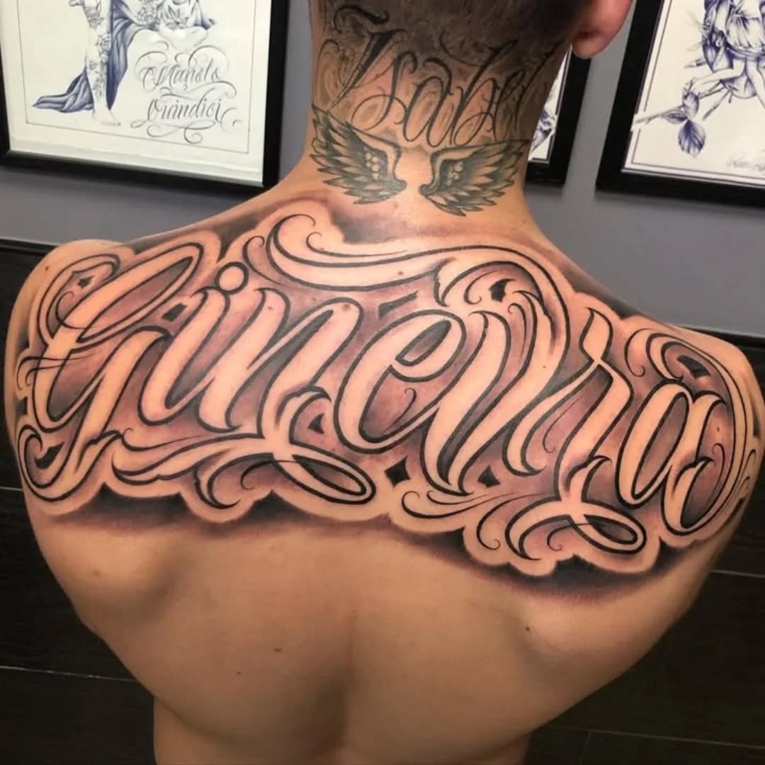 Tattoo by @ink._alchemy_ โ lettering_script, chicano