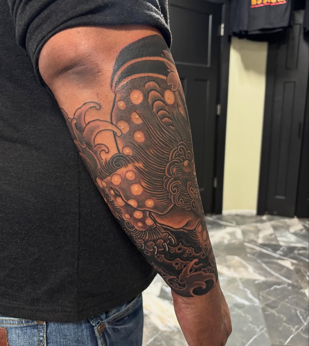Tattoo by @nefjax — japanese_irezumi, black_and_grey