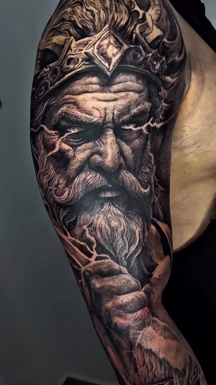 Tattoo by @elmertattoo1 β realism, black_and_grey