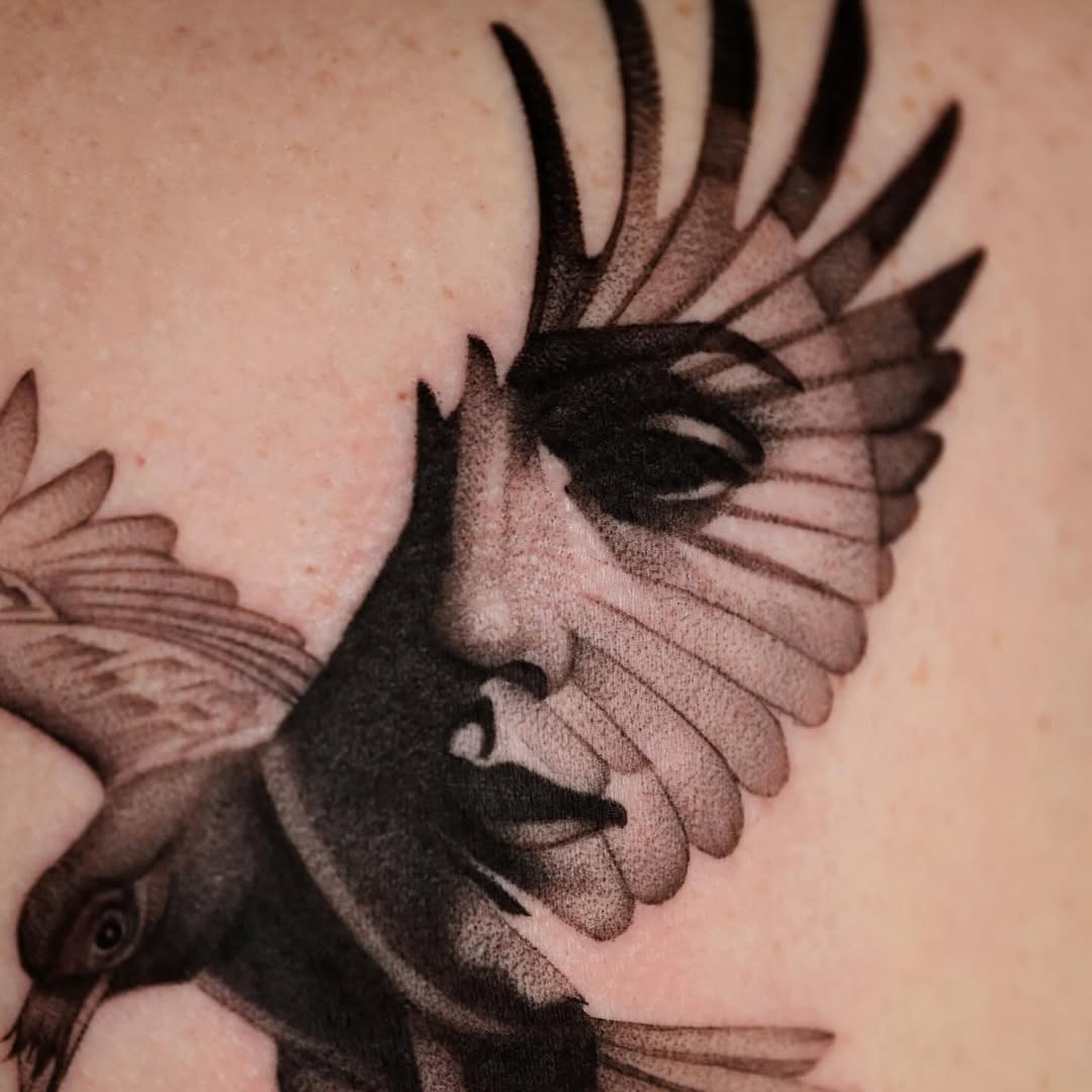 Tattoo by @domcozzaart — black_and_grey, dotwork