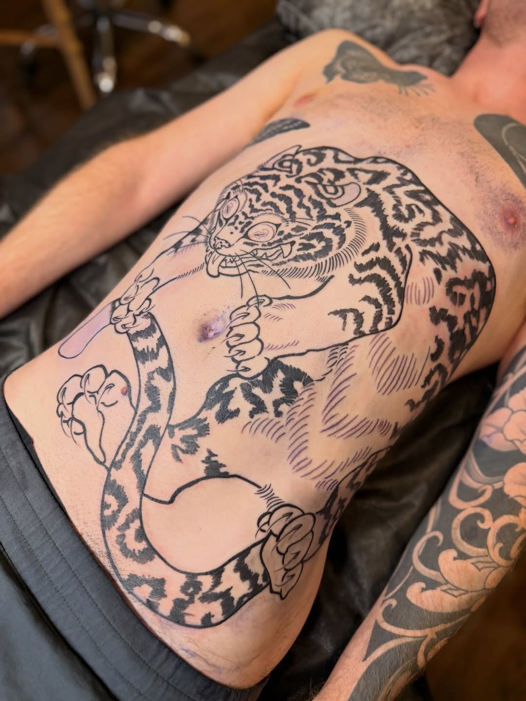 Tattoo by @morgan_tattoos — japanese_irezumi, black_and_grey