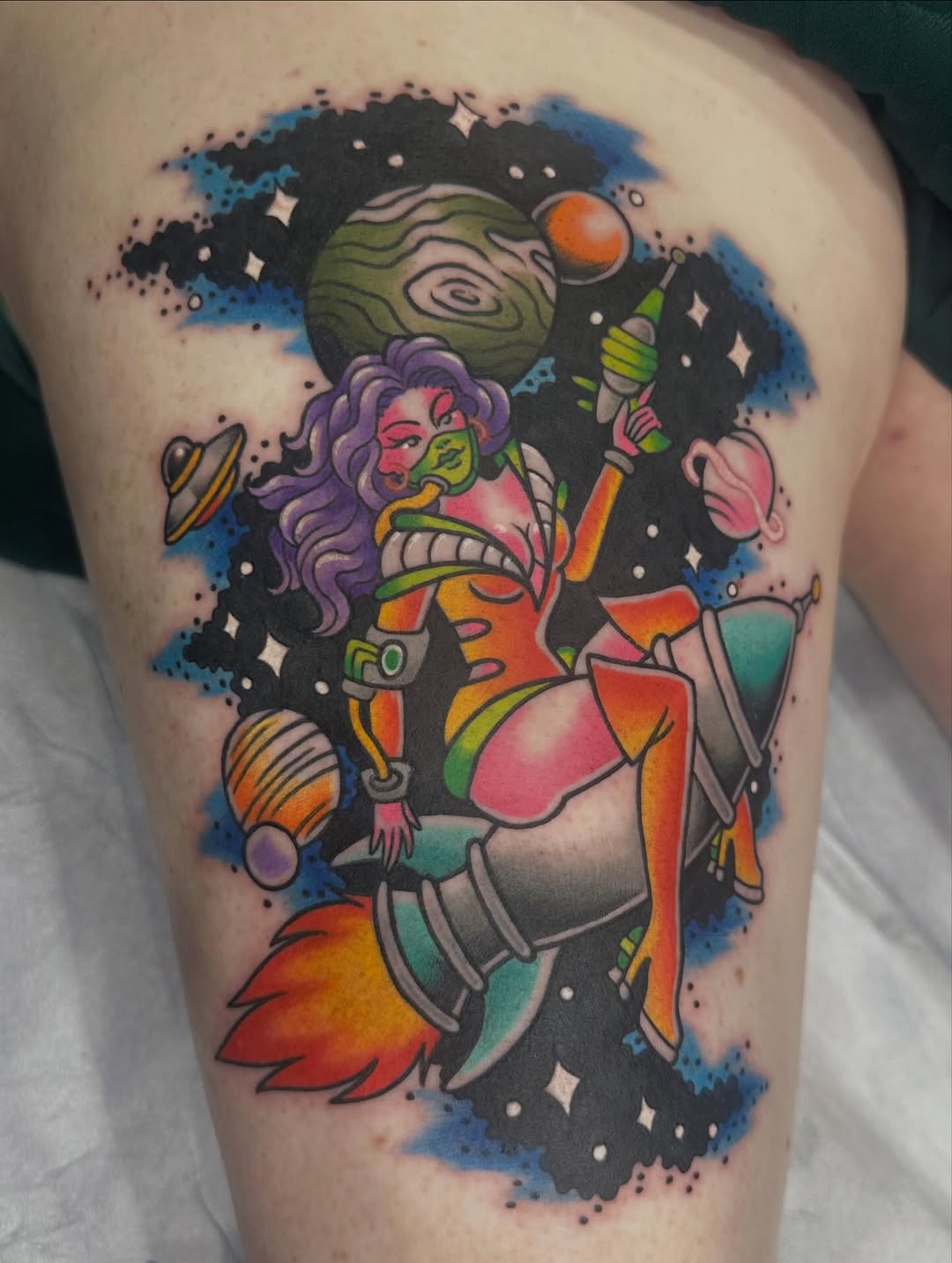 Tattoo by @sammystormtattoo — new_school, trash_polka