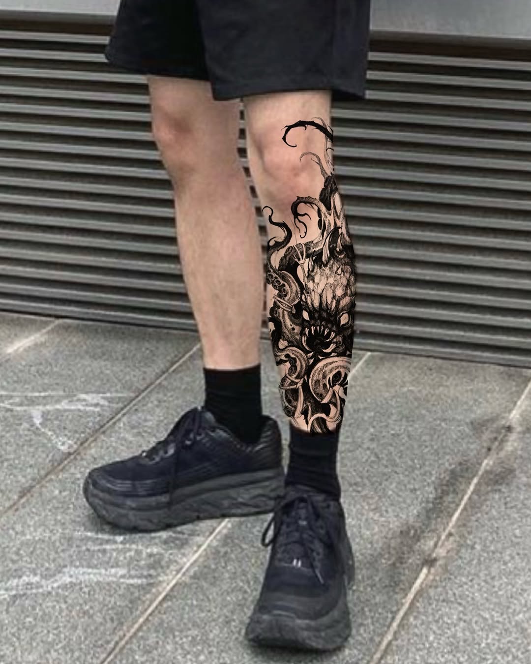 Tattoo by @bru.blackink — blackwork, dark_realism