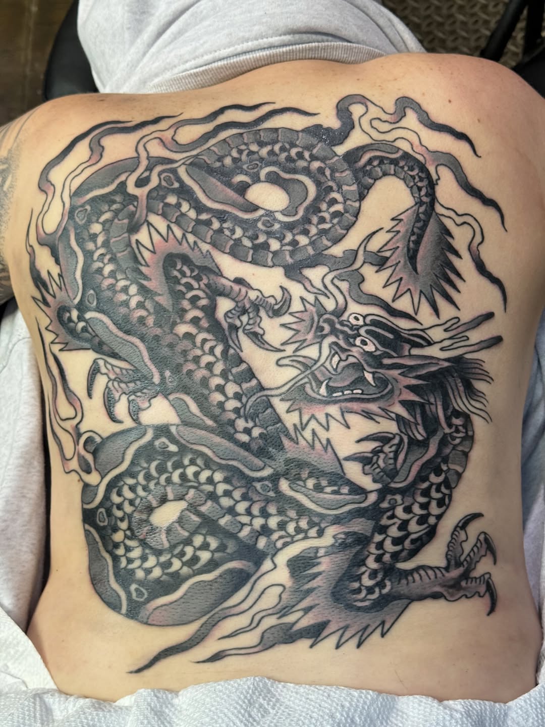 Tattoo by @inkcmob — japanese_irezumi, black_and_grey