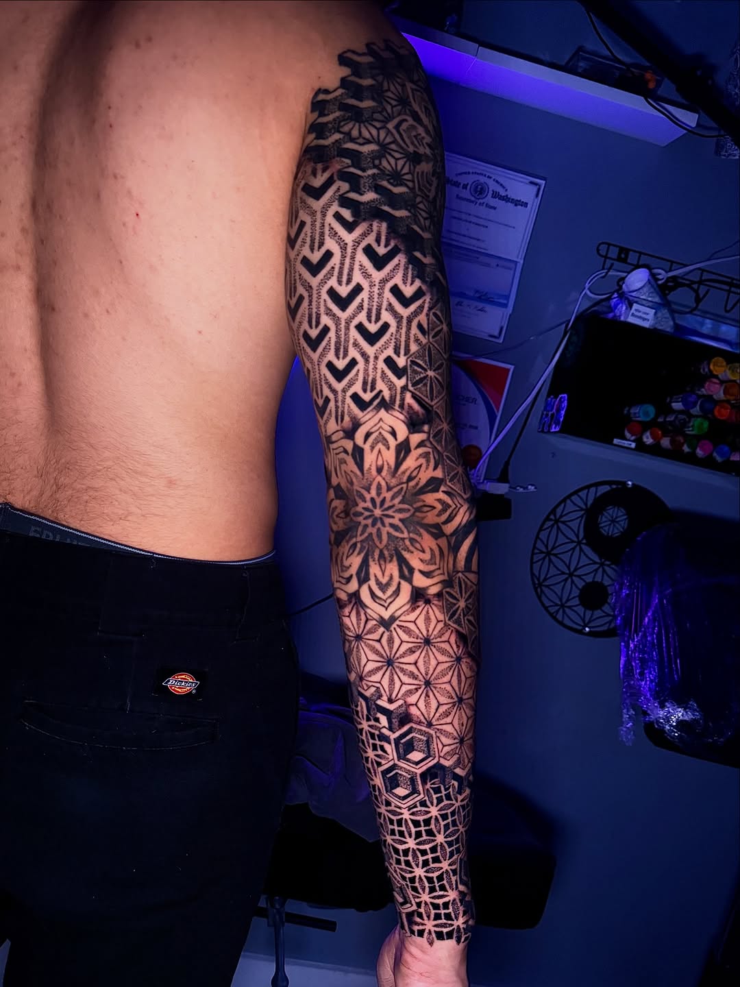 Tattoo by @pikashi_tattoos — geometric, dotwork