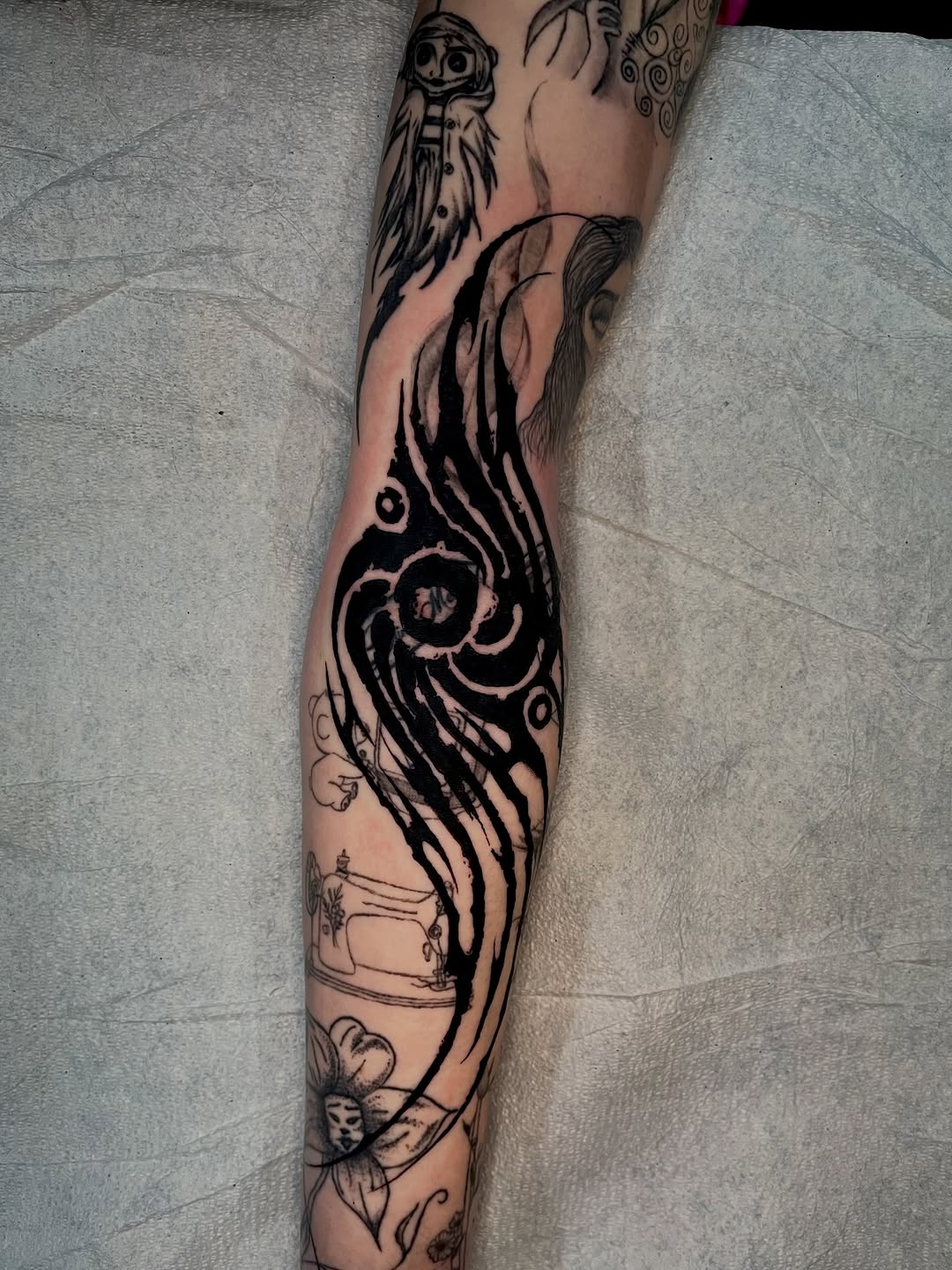 Tattoo by @noahvincenttattoo — blackwork, illustrative