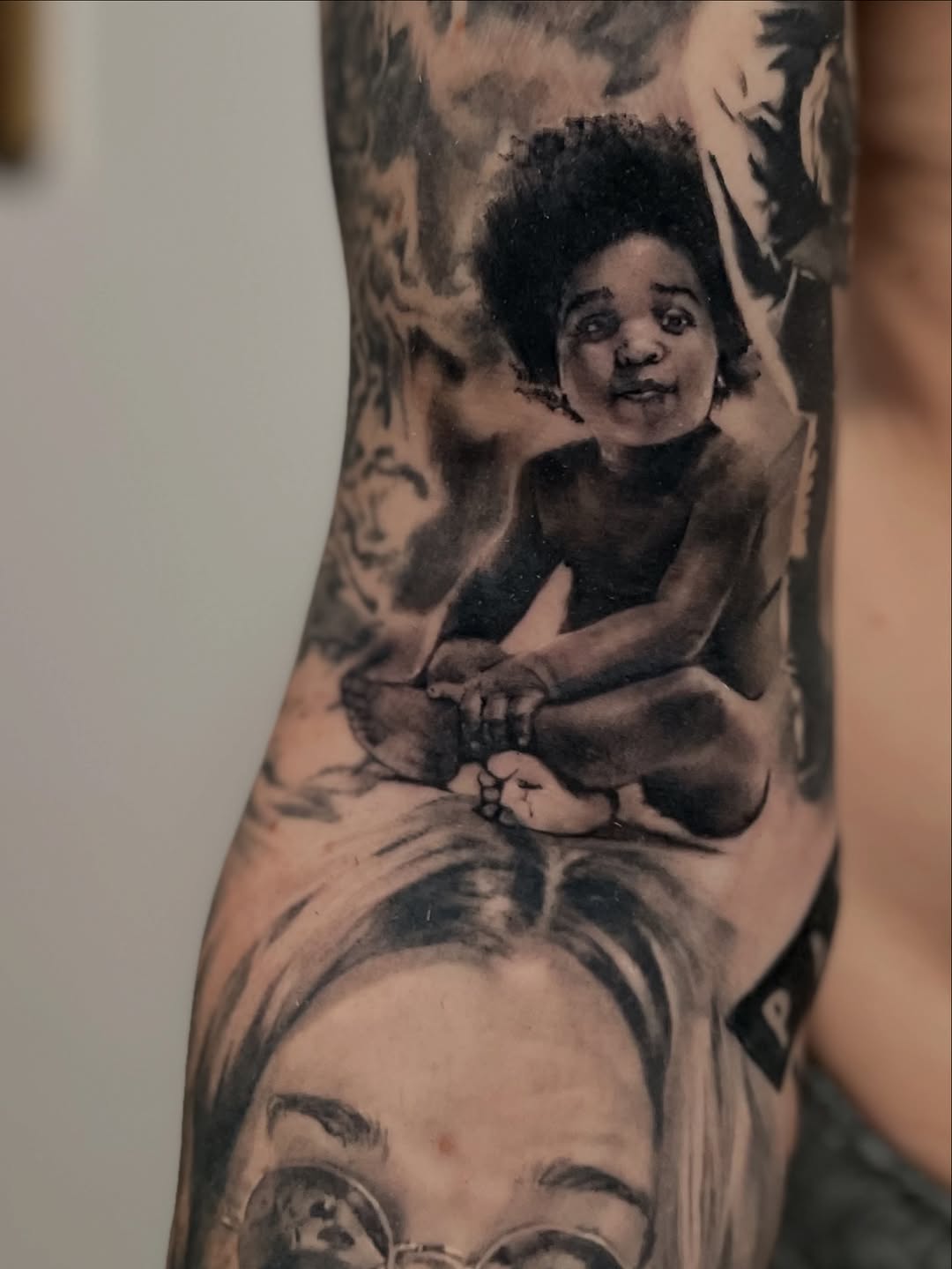 Tattoo by @nestormurrayart โ realism, black_and_grey