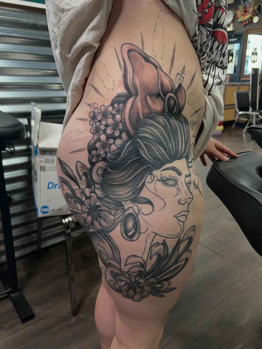 Tattoo by @poppet.arts — neo_traditional, black_and_grey