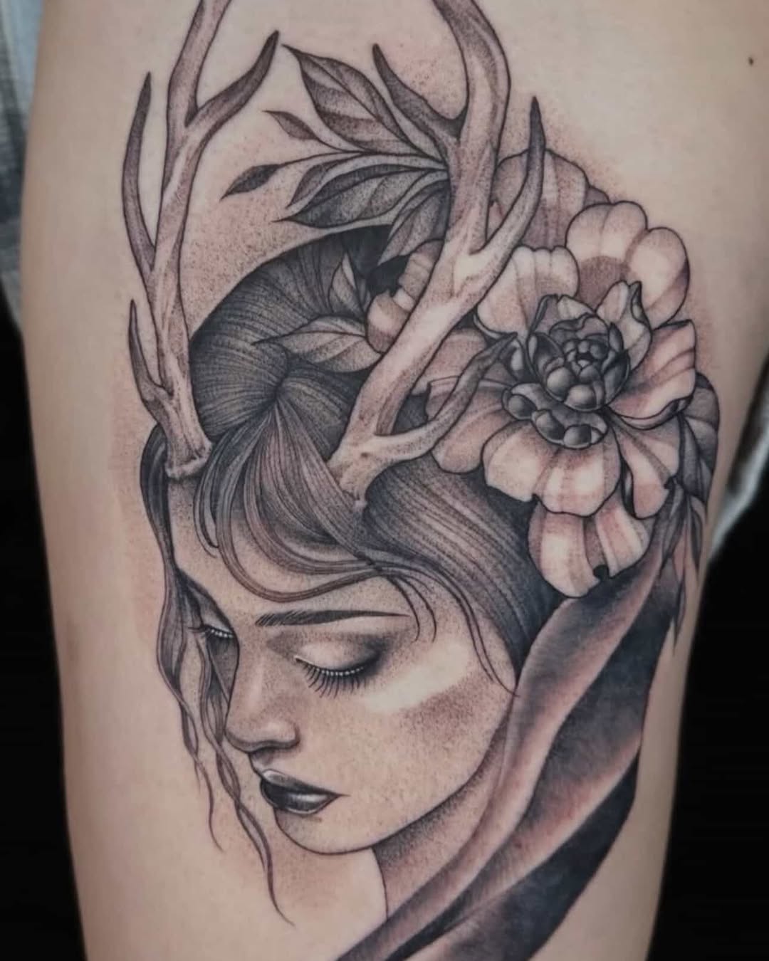 Tattoo by @grimmyweep — realism, black_and_grey