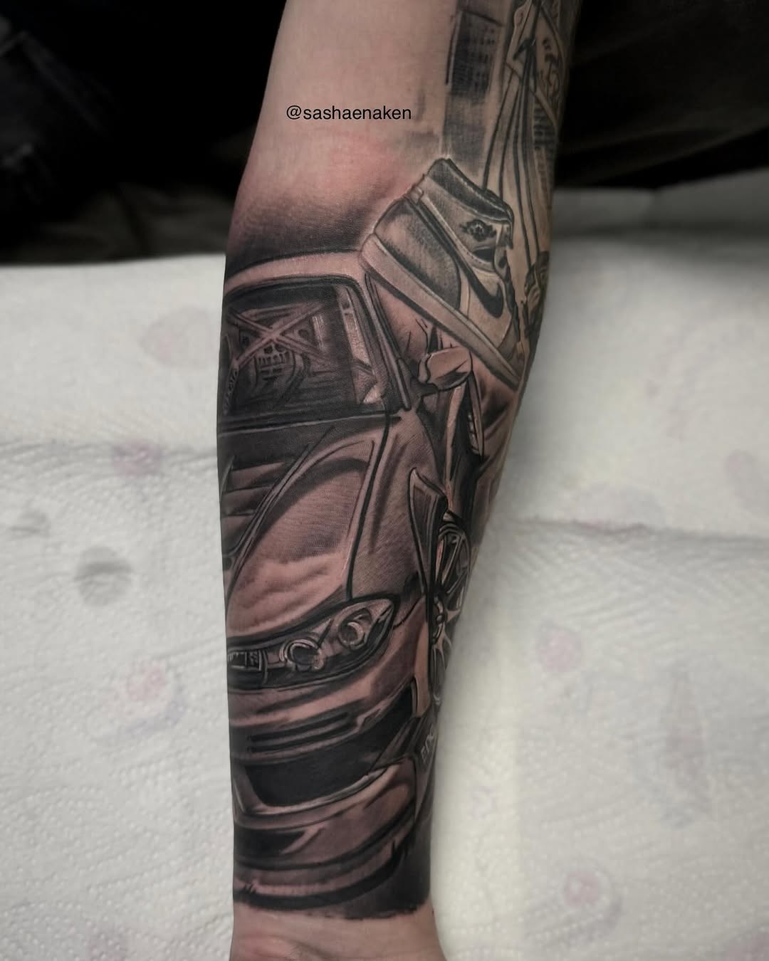 Tattoo by @sashaenaken — realism, black_and_grey