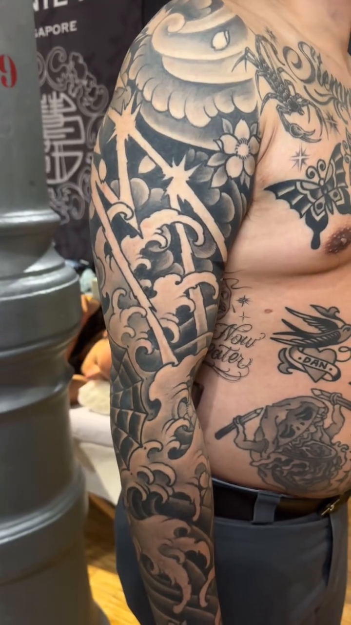 Tattoo by @nickcarusotattoo — japanese_irezumi, black_and_grey