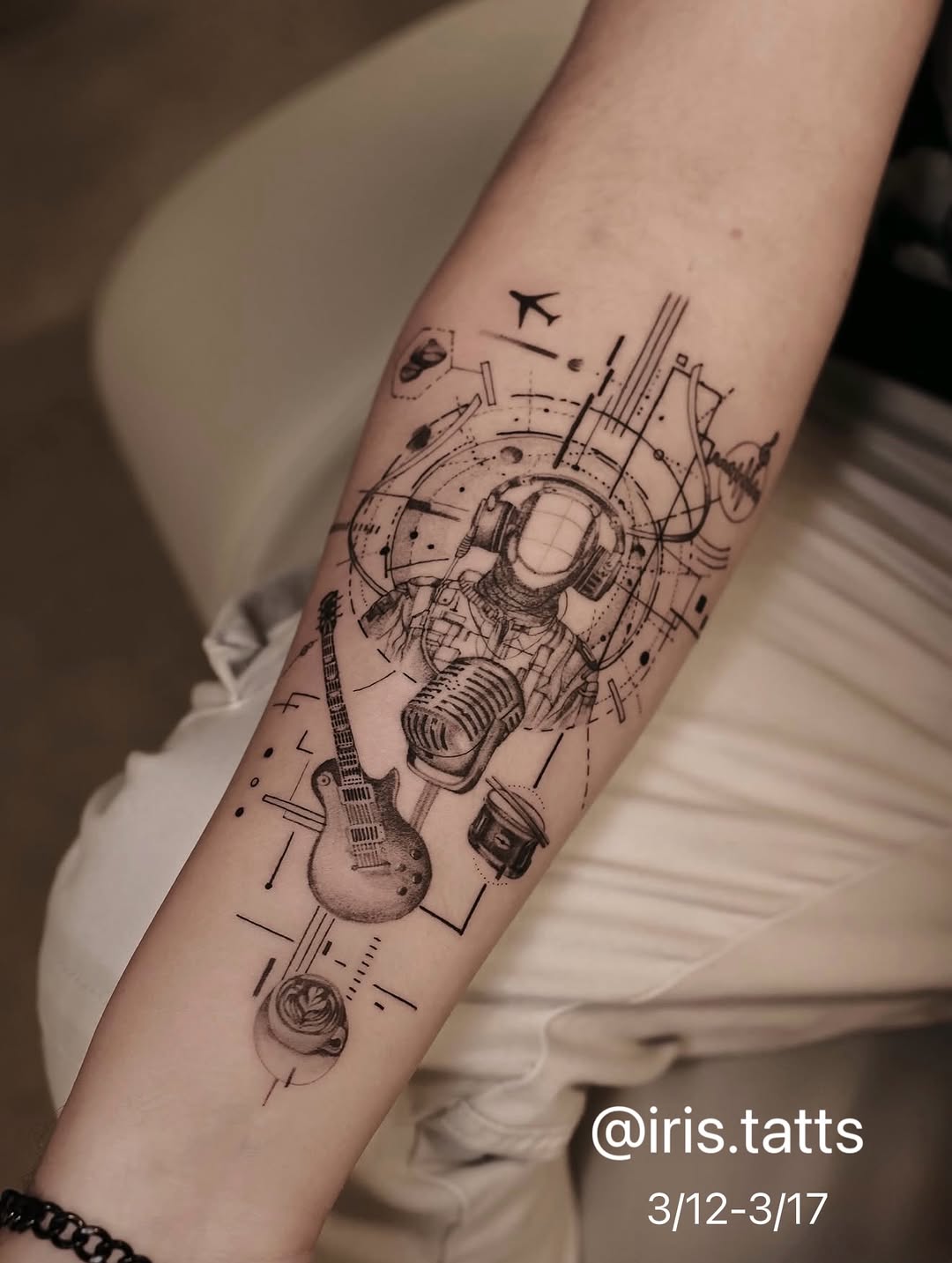 Tattoo by @iris.tatts — black_and_grey, geometric