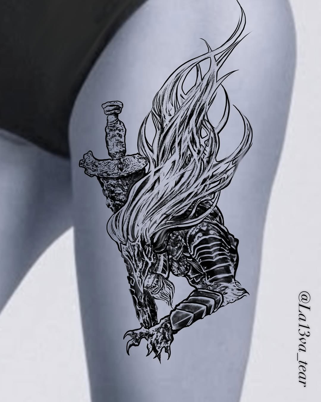 Tattoo by @la13va_tear โ illustrative, dark_realism