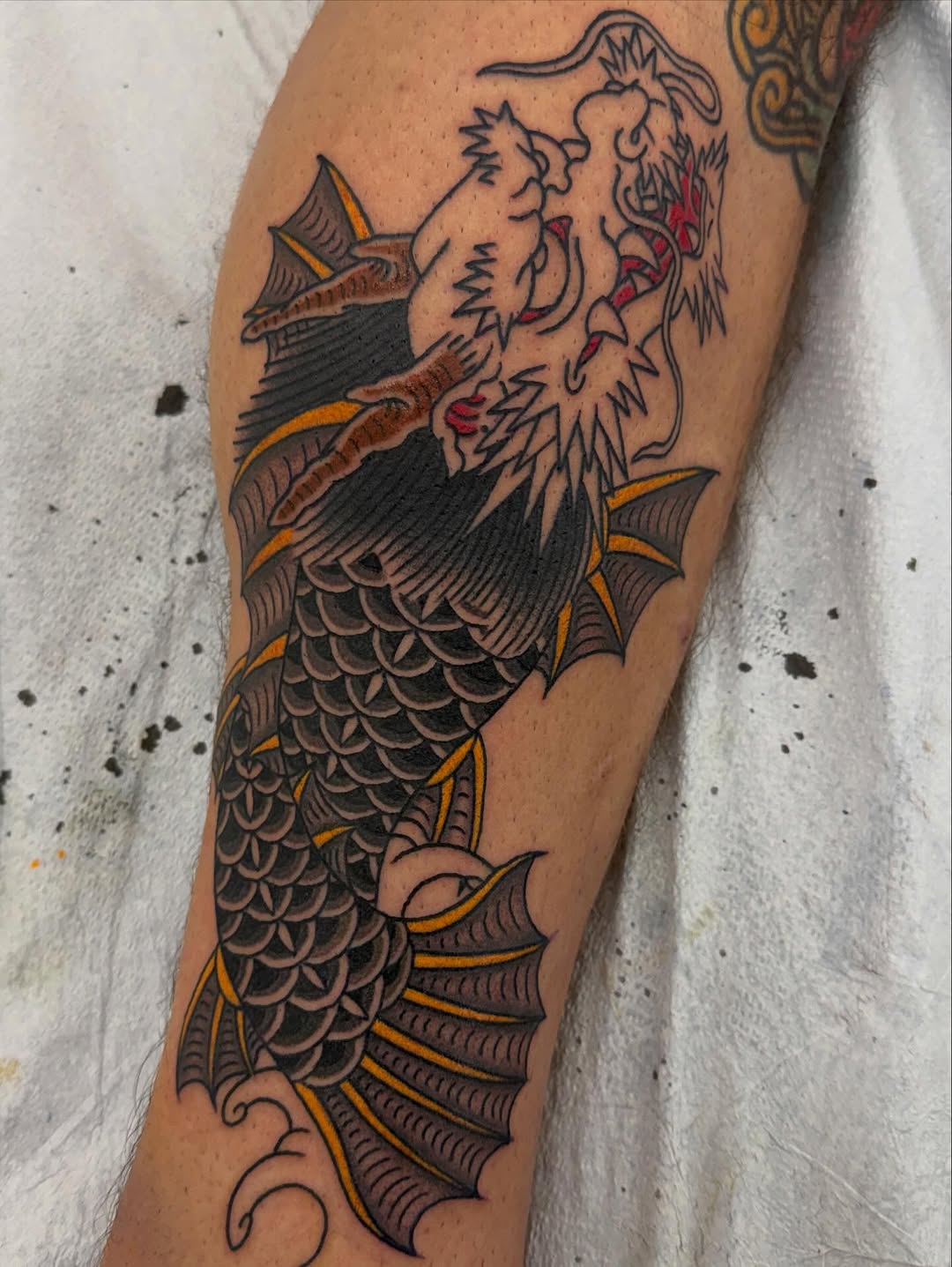Tattoo by @rockyburley โ japanese_irezumi, american_traditional