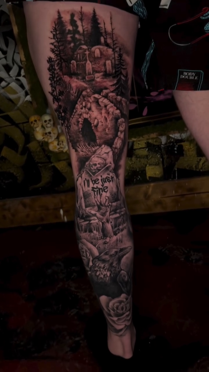 Tattoo by @relentlesley83 — dark_realism, black_and_grey