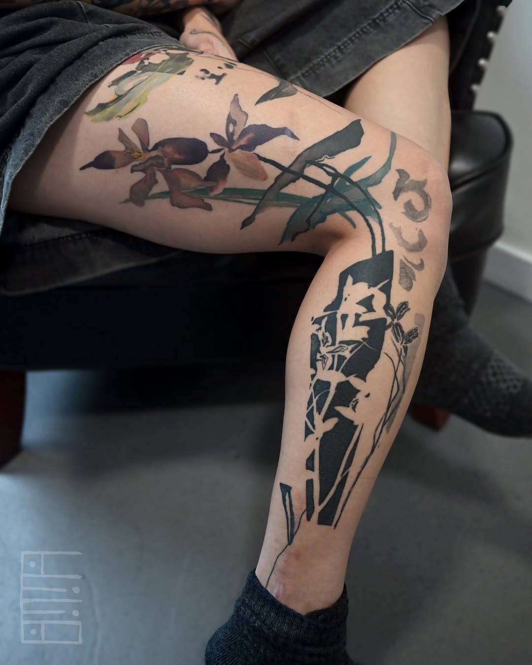 Tattoo by @emmagracetattoo — watercolor, blackwork