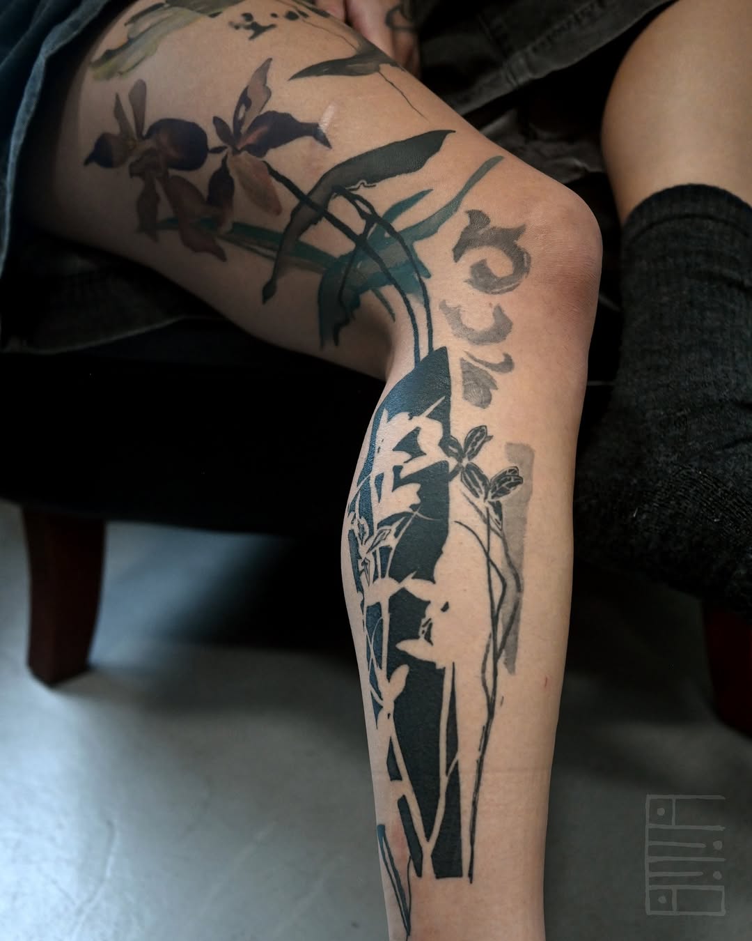 Tattoo by @emmagracetattoo — blackwork, watercolor