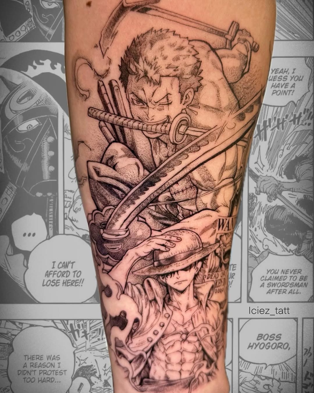 Tattoo by @iciez_tatt — illustrative, black_and_grey