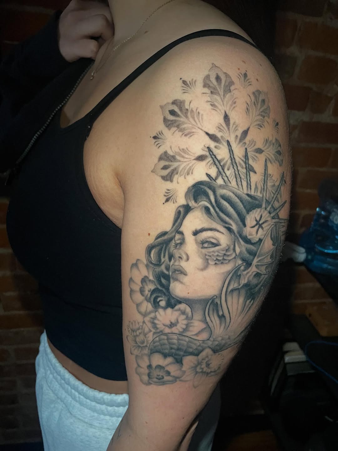 Tattoo by @auzzy.inkpirate — realism, black_and_grey