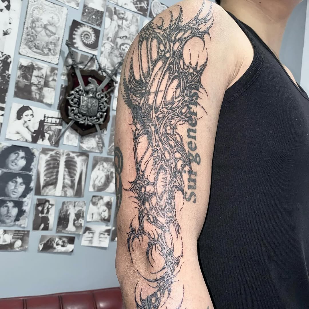 Tattoo by @sangresuciia — blackwork, lettering_script