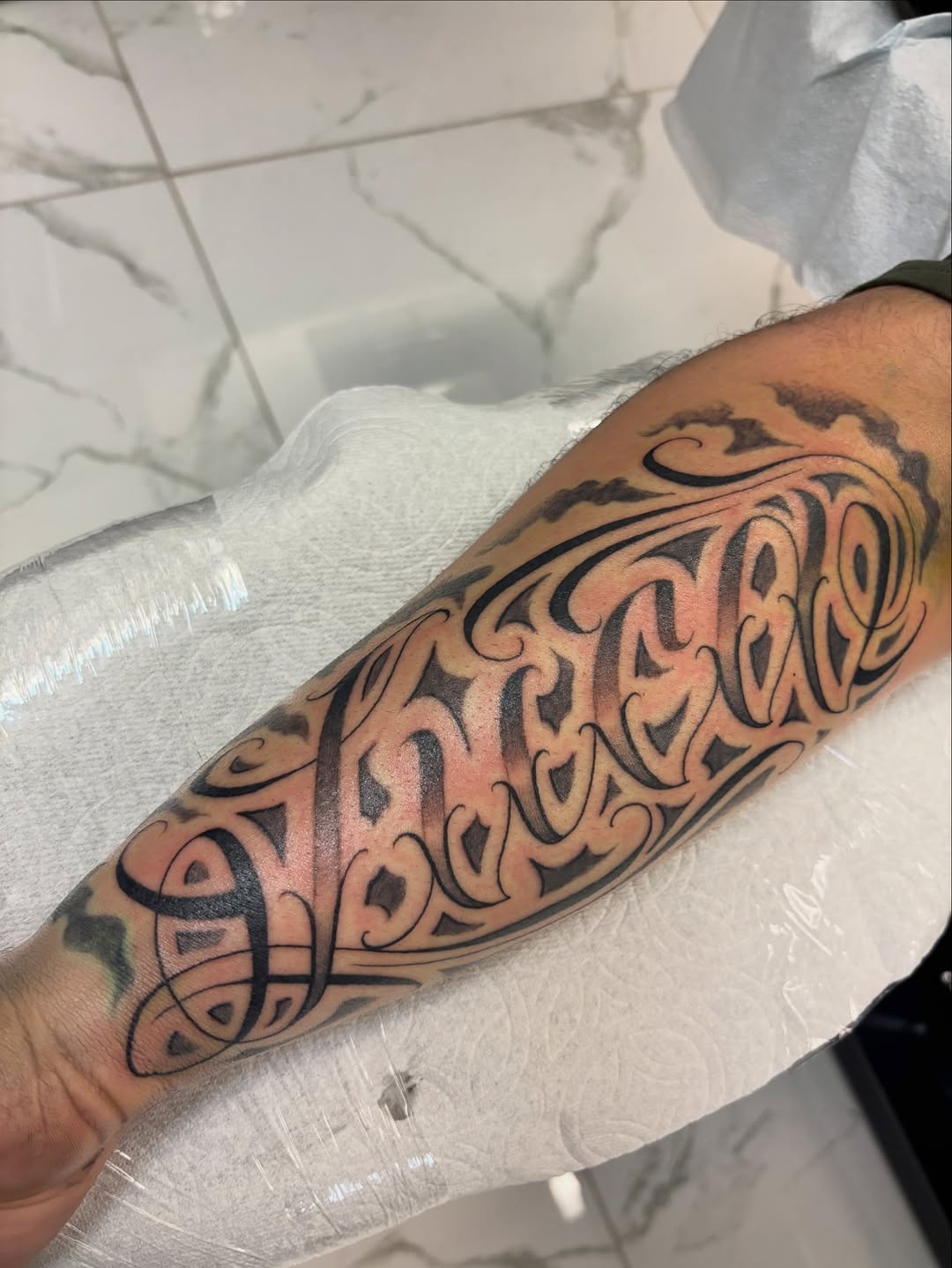 Tattoo by @t4no_one — lettering_script, ornamental
