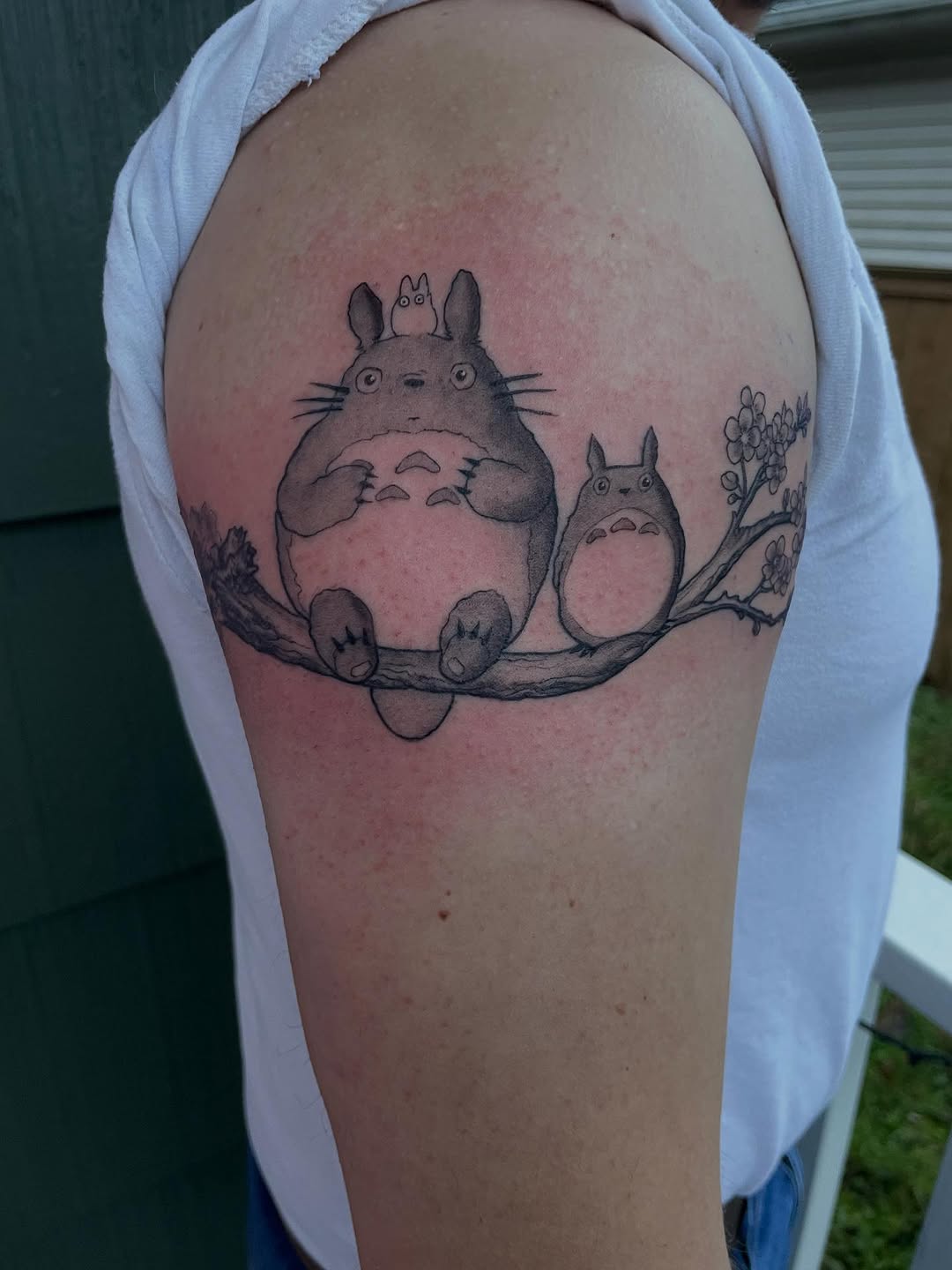Tattoo by @rubyocity — anime, black_and_grey