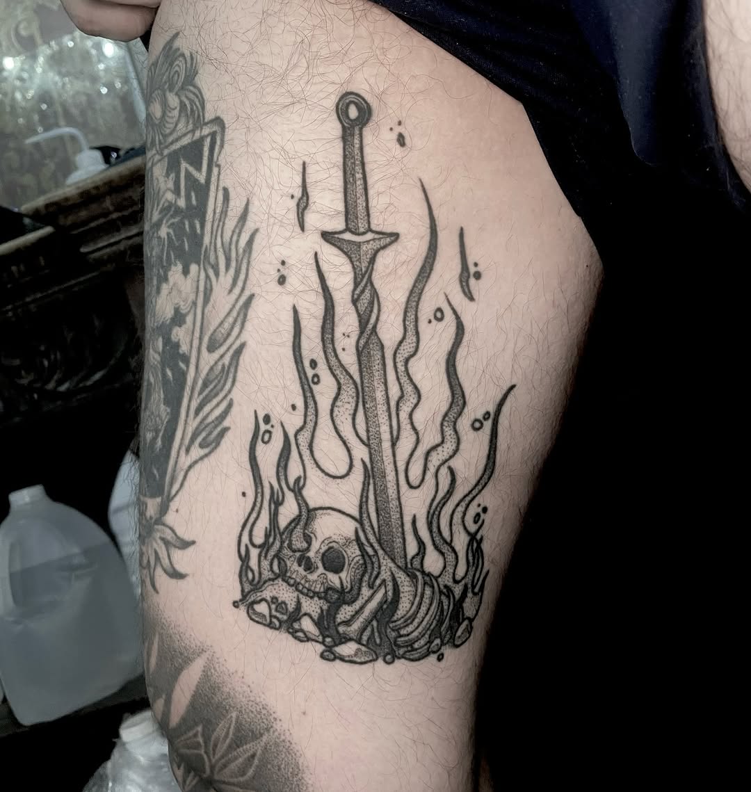 Tattoo by @therowanstarr โ dotwork, black_and_grey