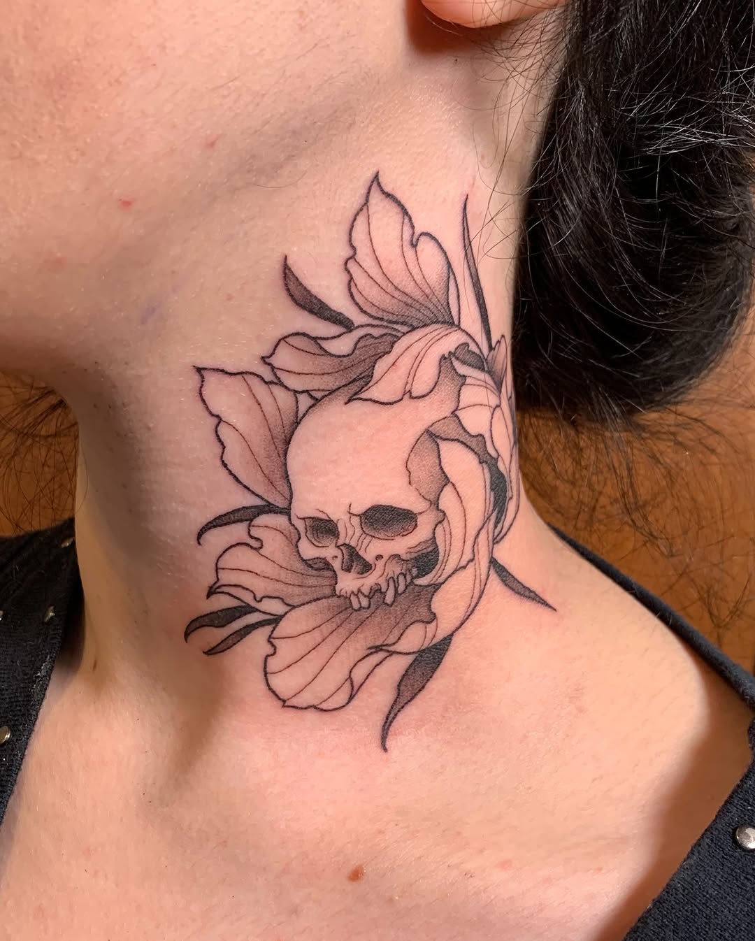 Tattoo by @lvl40lich — black_and_grey, chicano